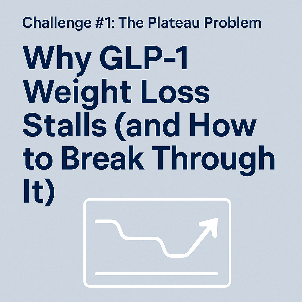 STAAR LABS blog thumbnail for Challenge #1: Why GLP-1 Weight Loss Stalls (and How to Break Through It), featuring a stylized plateau graph on a light blue background.