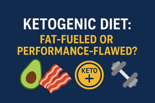 Thumbnail for STAAR LABS Keto Diet Blog showing text “Ketogenic Diet: Fat-Fueled or Performance-Flawed?” with icons of an avocado, bacon, a keto symbol, and a dumbbell on a deep blue background.