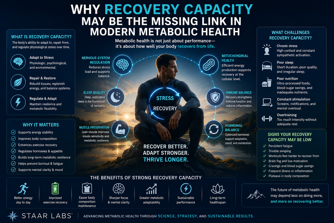 Futuristic metabolic recovery illustration showing nervous system regulation, energy resilience, sleep recovery, physiologic adaptation, and sustainable metabolic health.