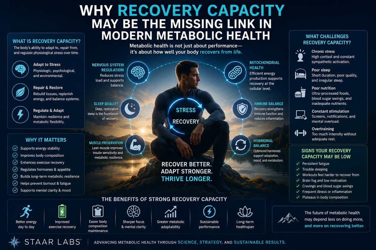 Futuristic metabolic recovery illustration showing nervous system regulation, energy resilience, sleep recovery, physiologic adaptation, and sustainable metabolic health.