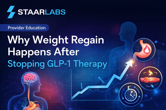 Medical illustration for STAAR LABS provider education article titled “Why Weight Regain Happens After Stopping GLP-1 Therapy